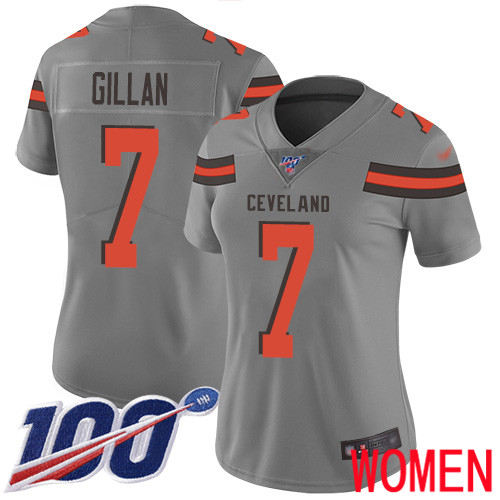 Cleveland Browns Jamie Gillan Women Gray Limited Jersey #7 NFL Football 100th Season Inverted Legend->women nfl jersey->Women Jersey